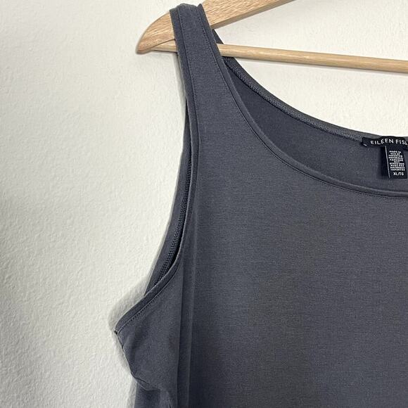 EILLEN FISHER SCOOP NECK TENSEL TANK TOP IN GRAY SIZE XL - Picture 4 of 5